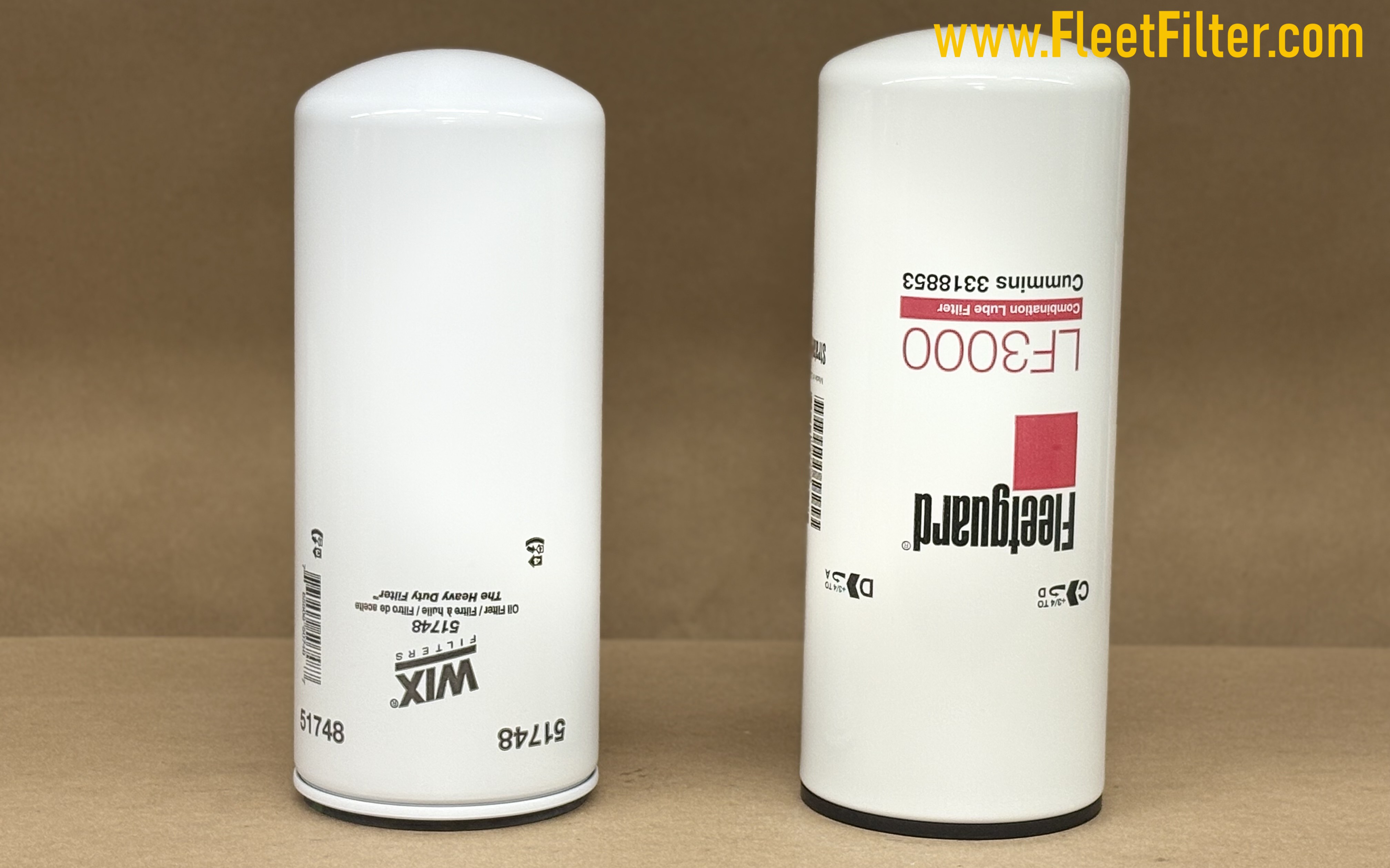 Side View - Heavy Duty NapaGold Oil Filter vs Heavy Duty FleetGuard